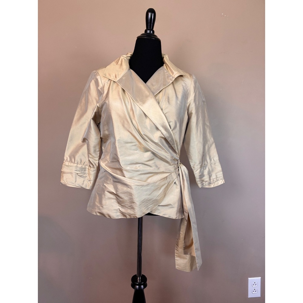 Marisa Baratelli 100% Thai Silk Wrap Top Champagne Gold Size 14 Formal